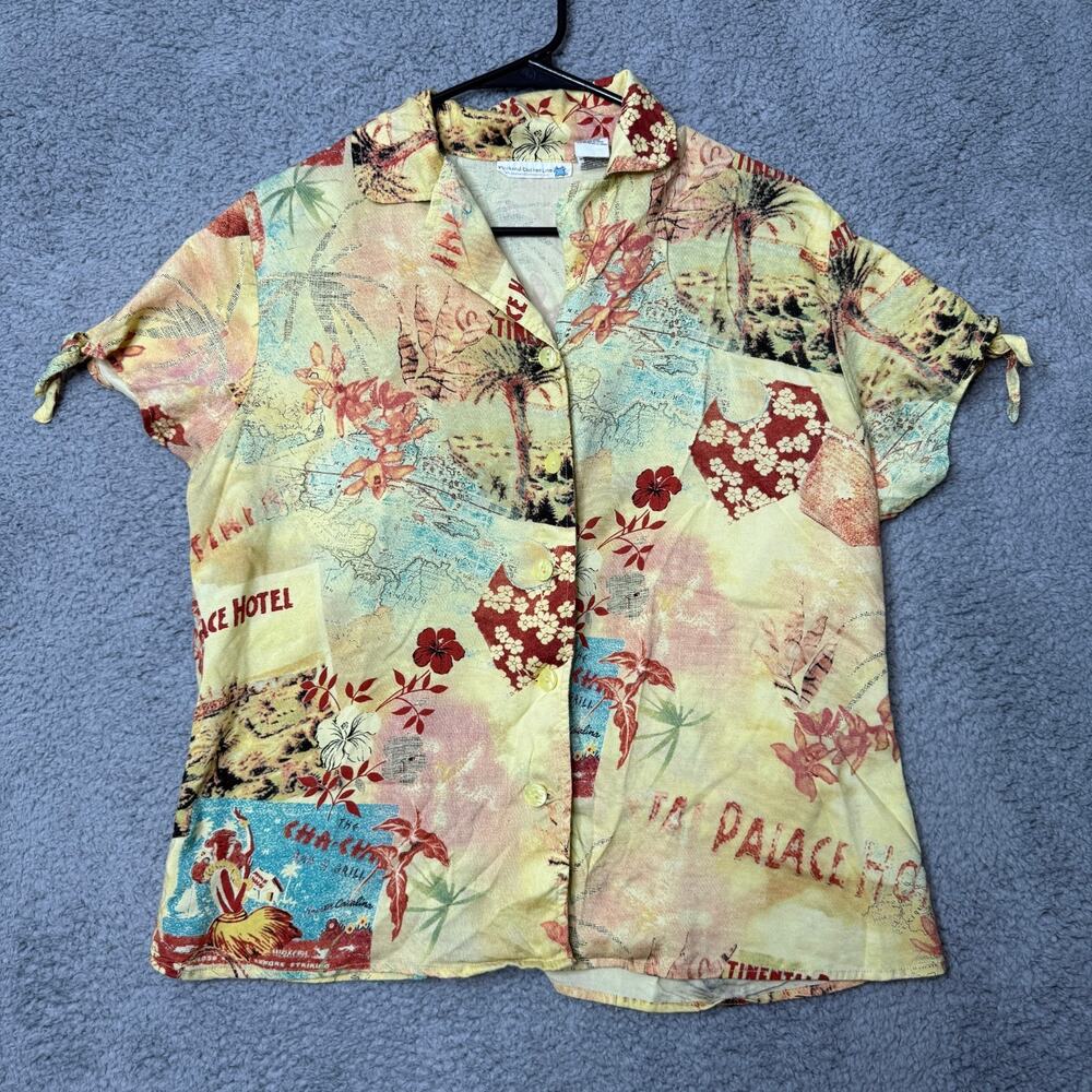 Hawaiian Shirt Womens XL Aloha Luau Summer Short Sleeve Lightweight Slim Fit